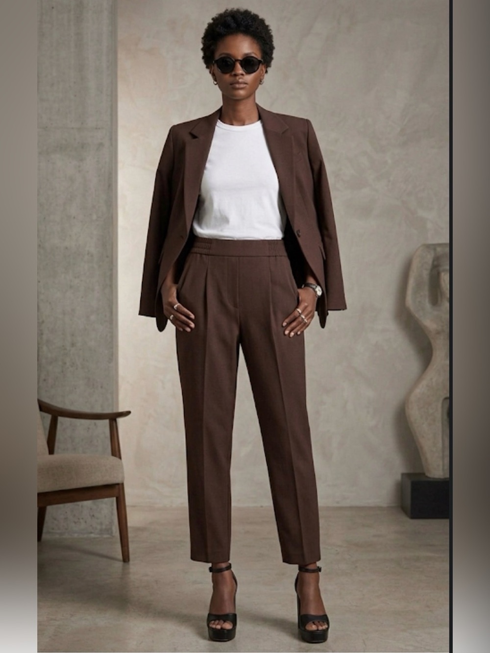 All Saints Aleida Lightweight Tri
Trousers. Pull on pants brown size 10 Academia